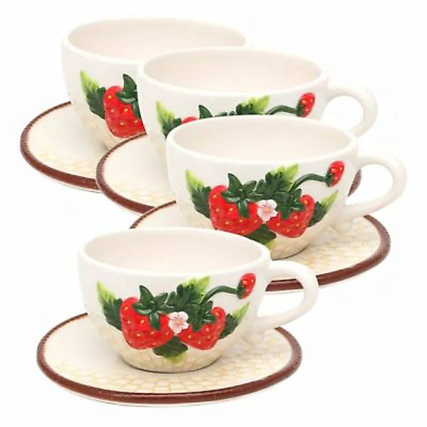 Neuetischkultur Tassen-Set 4-teilig, Keramik Erdbeere bunt günstig online kaufen