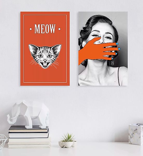 queence Leinwandbild "Katze MEOW" günstig online kaufen