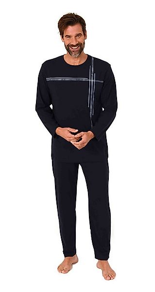 Normann Pyjama Normann Herren langarm Schlafanzug mit Frontprint in zeitlos günstig online kaufen