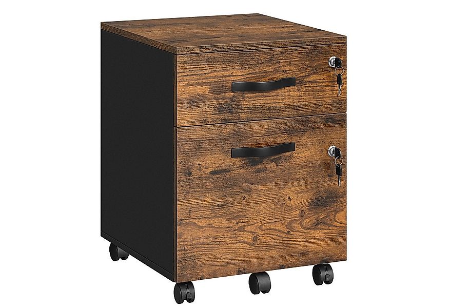 VASAGLE Aktenschrank Rollcontainer, abschließbar, mit 2 Schubladen, 5 Rolle günstig online kaufen