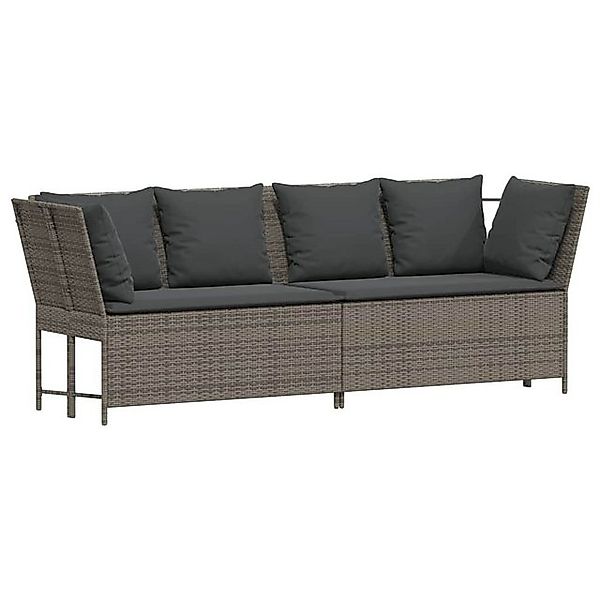 vidaXL Loungesofa Gartensofa mit Kissen Grau Poly Rattan, 1 Teile günstig online kaufen