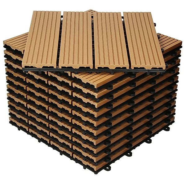ECD Germany WPC Terrassenfliesen 30x30 cm 22er Spar Set Teak in Holzoptik günstig online kaufen