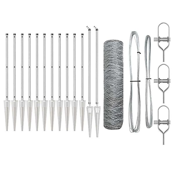 vidaXL Zaunpfosten Silber 10 x 0,4 m 36 mm Maschen Stahl 3353326 günstig online kaufen