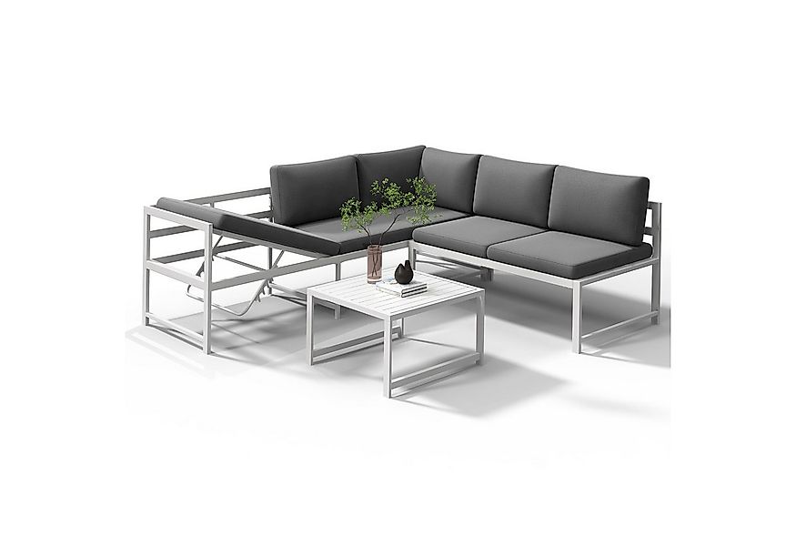 Mucola Gartenlounge-Set Ecklounge mit Liegefunktion Aluminium Sitzgruppe we günstig online kaufen