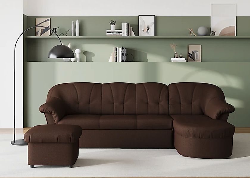DOMO collection Ecksofa »Pegnitz, elegante Rückensteppung, kompakte Stellma günstig online kaufen