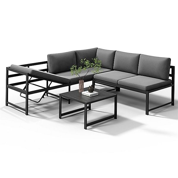 Melko Gartenlounge-Set Ecklounge mit Liegefunktion Aluminium günstig online kaufen