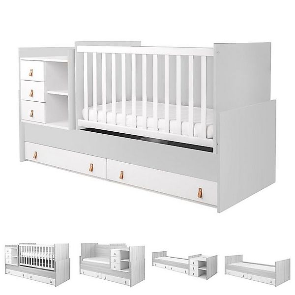 Kikkaboo Komplettbett Babybett Lorena 4 in 1 Kommode, Schaukelfunktion Schr günstig online kaufen