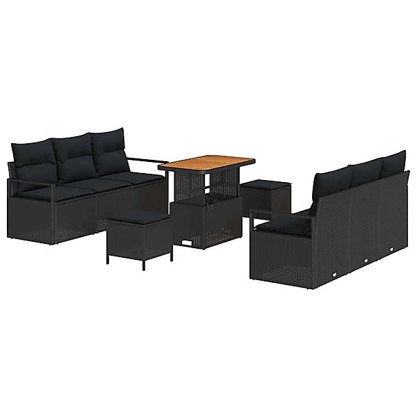 vidaXL Garten-Sofa-Set mit Speicher 9-Tlg Schwarz Poly Rattan 3364429 günstig online kaufen