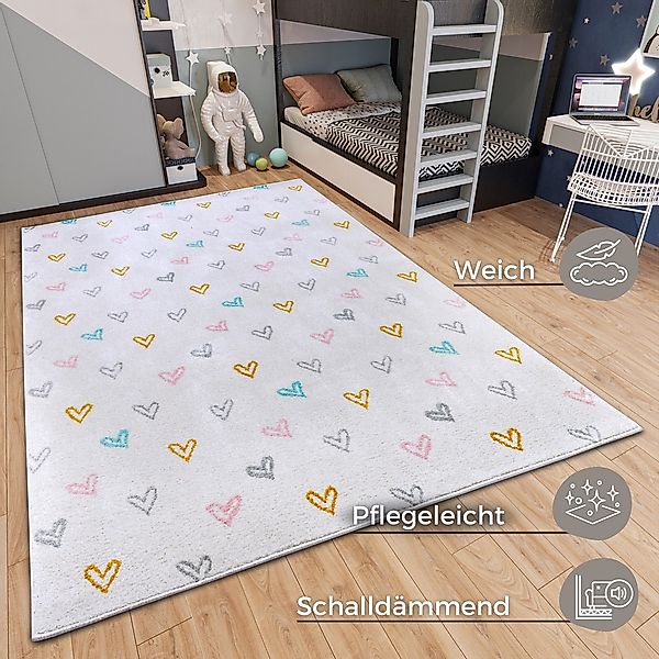 HANSE Home Kinderteppich »Adventures Hearts«, rechteckig, 7 mm Höhe, Spielt günstig online kaufen