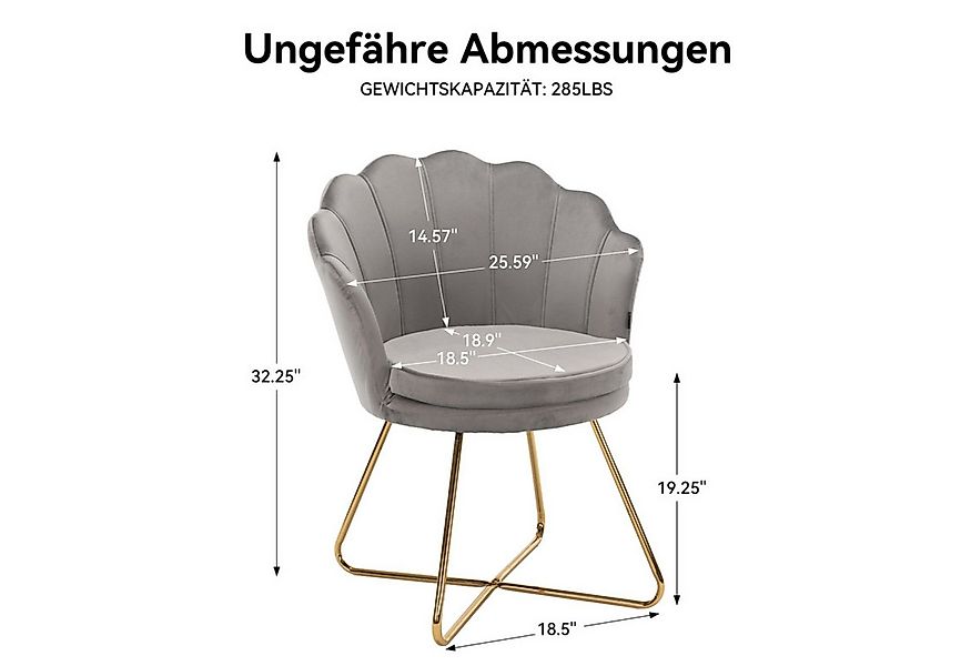 HawthyHome Polsterstuhl Polstersessel mit Blütenblatt-Rückenlehne & Goldene günstig online kaufen