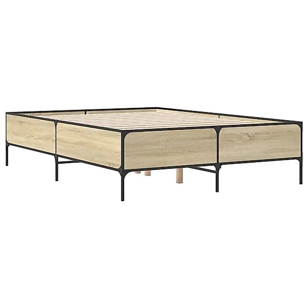 vidaXL Bettgestell Sonoma-Eiche 140x190 cm Holzwerkstoff und Metall 3279808 günstig online kaufen