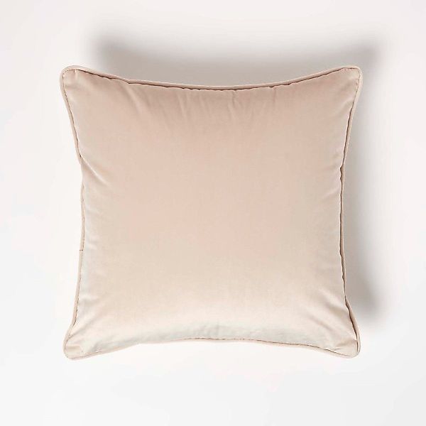 Homescapes Kissenhülle Samt-Kissenbezug creme mit Paspel, günstig online kaufen
