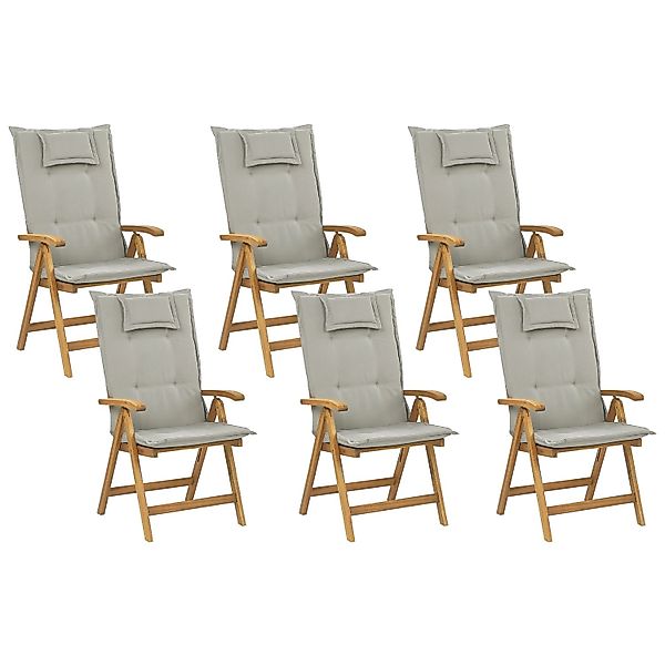 Beliani Gartenstuhl Heller Holzfarbton Grau Beige 69x54x105 günstig online kaufen