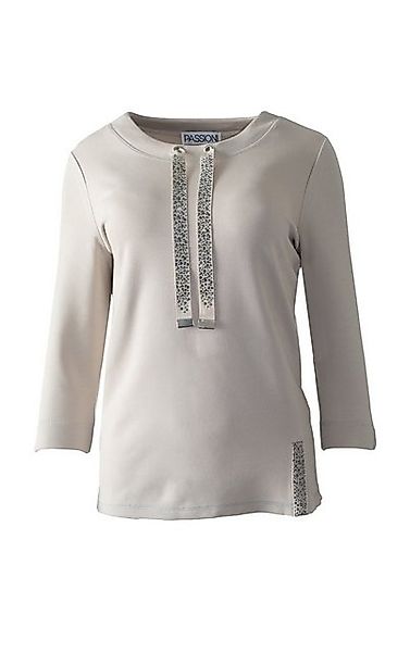 Passioni Sweatshirt Sweatshirt in beige mit Glitzer-Bindebändern Kitt günstig online kaufen