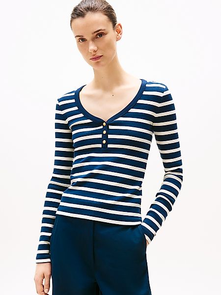 Tommy Hilfiger Langarmshirt "SLIM HENLEY GB SCOOP-NK LS" mit Rippenstruktur günstig online kaufen