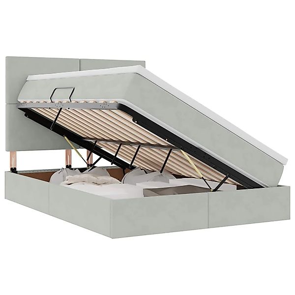 vidaXL Bett mit Stauraum und LED Hellgrau 140 x 190 cm Samt 3372603 günstig online kaufen