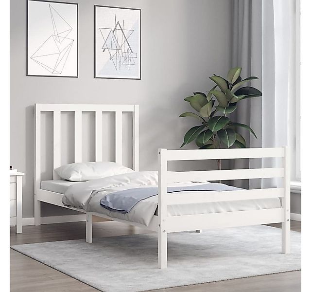 vidaXL Bett Massivholzbett ohne Matratze Weiß 90x200 cm Kiefernholz günstig online kaufen