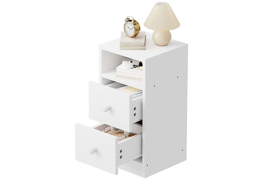 VINGLI Nachttisch weiß – 1er/2er Set, Beistelltisch, Kommode mit 2 Schublad günstig online kaufen