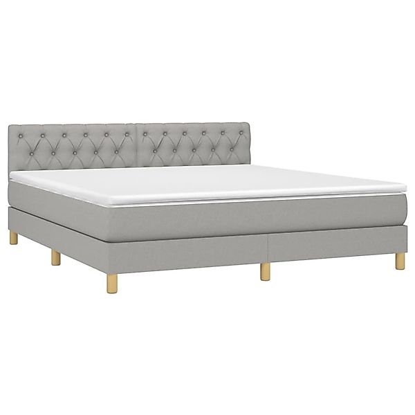 vidaXL Boxspringbett mit Matratze & LED Hellgrau 160x200 cm Stoff 3133965 günstig online kaufen