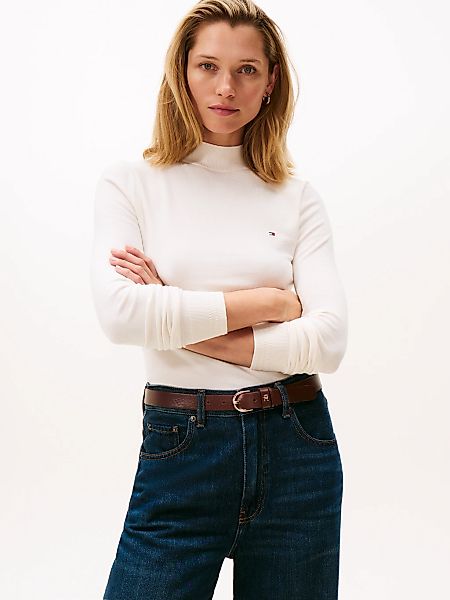 Tommy Hilfiger Strickpullover "CO JERSEY FINE GG MOCK-NK LS SWT" günstig online kaufen