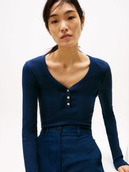 Tommy Hilfiger Langarmshirt "SLIM HENLEY GB SCOOP-NK LS" mit Rippenstruktur günstig online kaufen