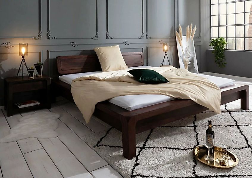 Massivmoebel24 Massivholzbett Bett Akazie 160x200x80 tabak lackiert BUENO # günstig online kaufen