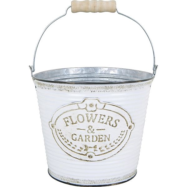 Übertopf Flowers & Garden Metall Weiß Ø 16,5 cm x 14 cm günstig online kaufen