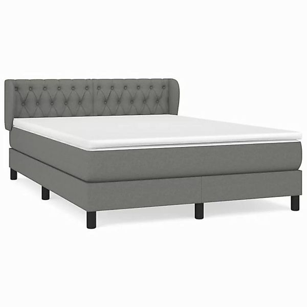 furnicato Bettgestell Boxspringbett mit Matratze Dunkelgrau 140x200 cm Stof günstig online kaufen