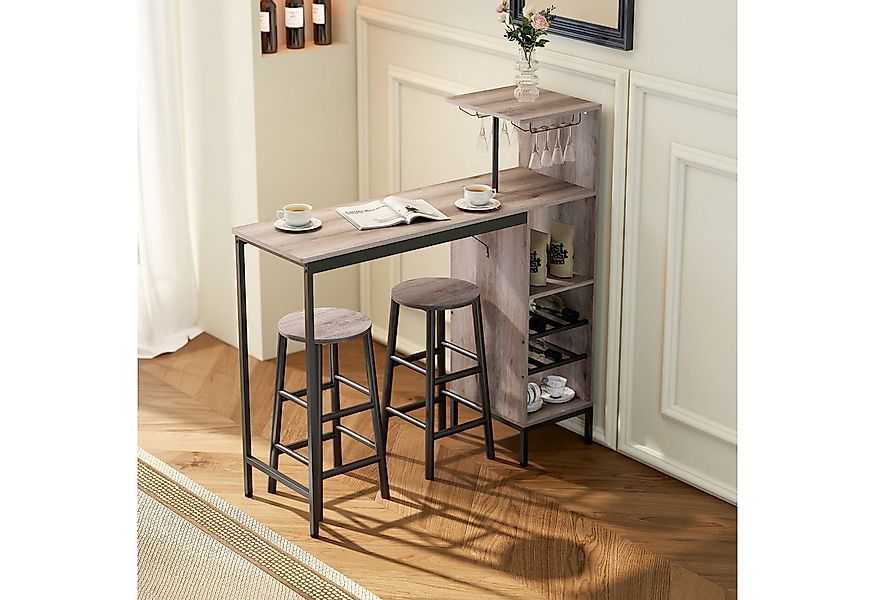 HOMCOM Bargruppe mit Stauraum, Fußstütze, (Bartisch-Set, 3-tlg., Esstisch m günstig online kaufen