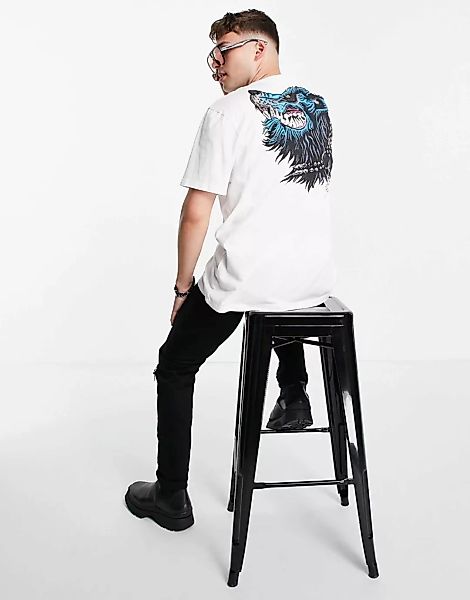 AllSaints – Gnasher – T-Shirt mit Grafikprint in Weiß günstig online kaufen