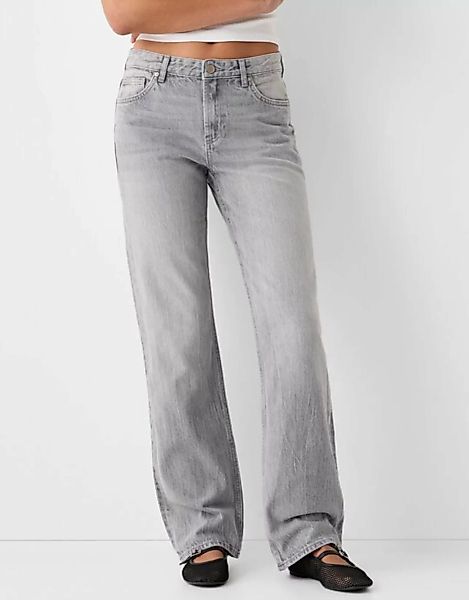Bershka Straight Fit Jeans Damen 34 Grau günstig online kaufen