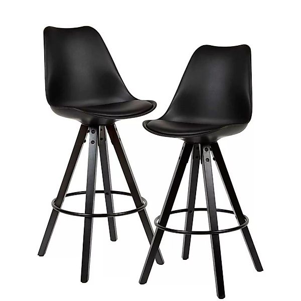 Barstuhl Set schwarz mit Rückenlehne 77 cm Sitzhöhe (2er Set) günstig online kaufen