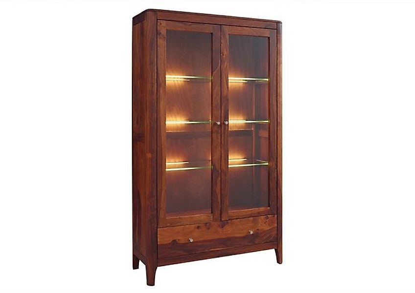 Massivmoebel24 Standvitrine (Vitrine Sheesham 100x40x178 walnuss geölt BROO günstig online kaufen