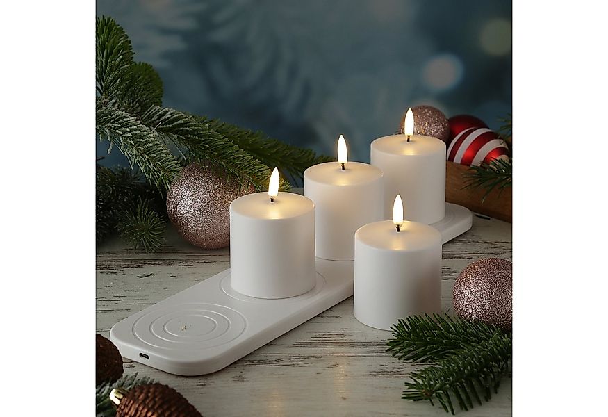 UYUNI Lighting LED-Kerze Stumpenkerzen aufladbar 4Stück mit Ladestation/Fer günstig online kaufen
