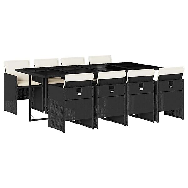 vidaXL 9-Tlg Garten-Essgruppe mit Kissen Schwarz Poly Rattan 3277685 günstig online kaufen