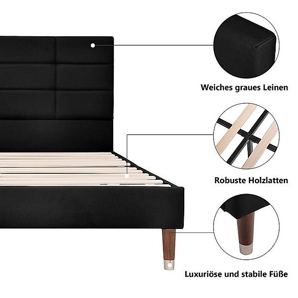 STILVORA Polsterbett 140x200 Doppelbett mit gepolsteres Kopfteil,Bettgestel günstig online kaufen