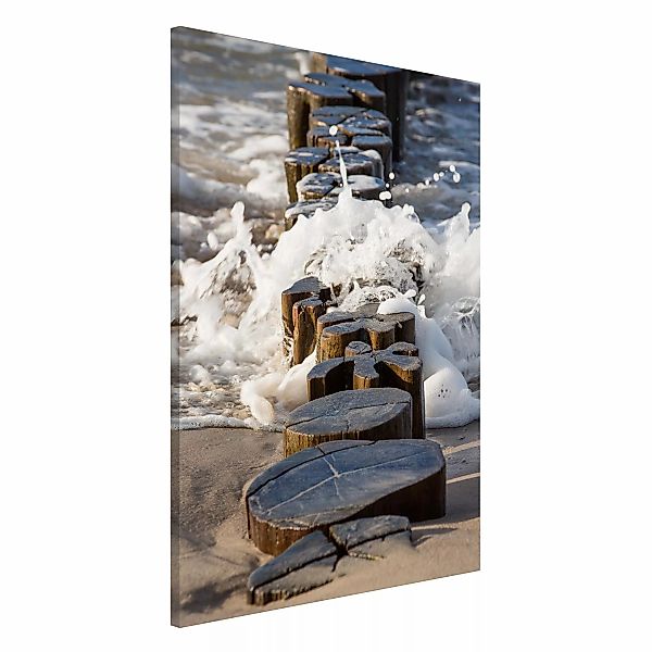 Magnettafel - Hochformat 2:3 Wellenbrecher am Strand günstig online kaufen