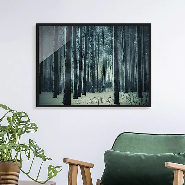 Bild mit Rahmen Natur & Landschaft - Querformat Mystischer Winterwald günstig online kaufen