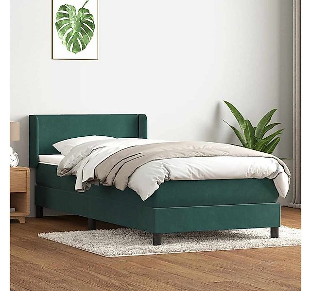 vidaXL Boxspringbett, Boxspringbett mit Matratze Dunkelgrün 90x210 cm Samt günstig online kaufen