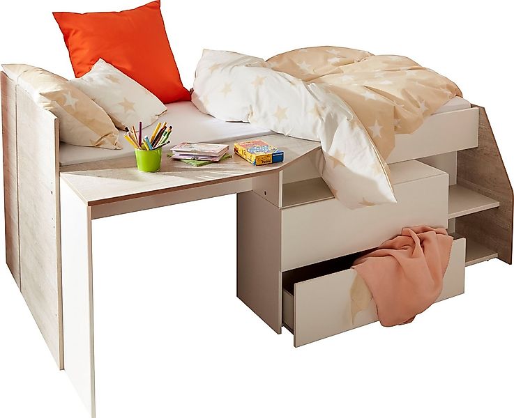 Parisot Hochbett Milky mit kleiner Arbeitsfläche und kleiner Kommode, extra günstig online kaufen
