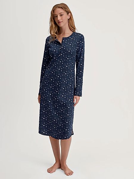 CALIDA Nachthemd "Flower Nights", bequem, Pure Cotton, Langarm, Knopfleiste günstig online kaufen