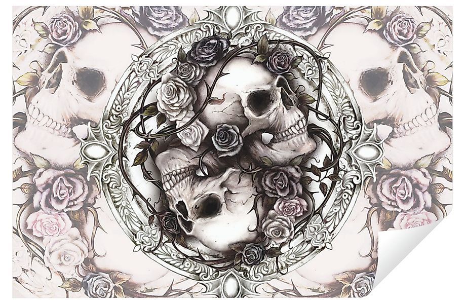 Wallarena Fototapete Totenkopf Schädel Blumen Tapete günstig online kaufen