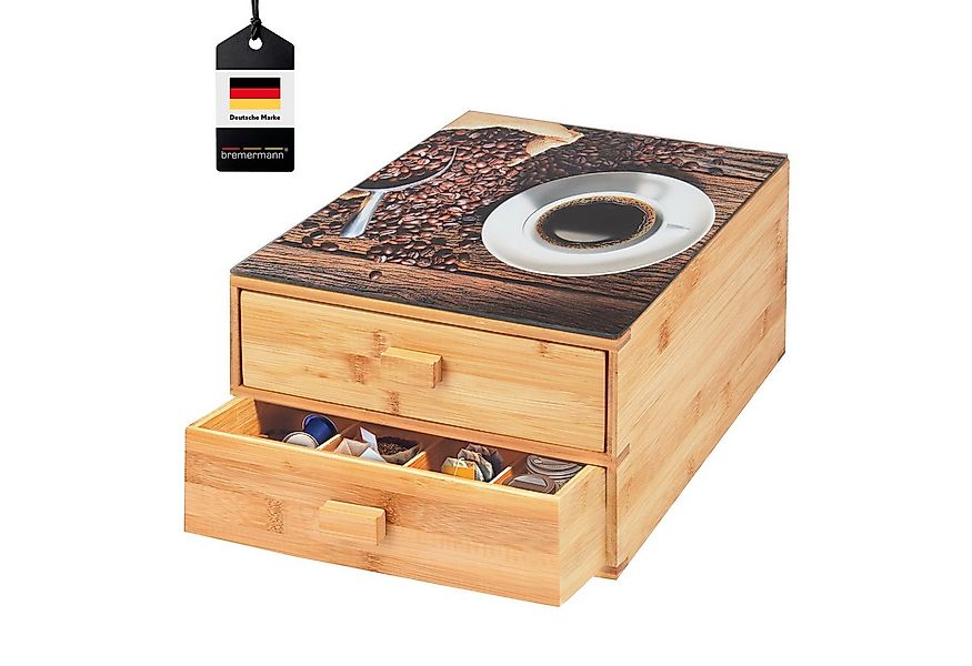 bremermann Kapselspender Kaffeekapsel-Box aus Bambus mit Dekor-Glasplatte / günstig online kaufen