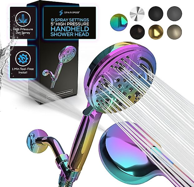 sparkpod Duschbrause Handbrause Duschkopf 9 Modi, günstig online kaufen