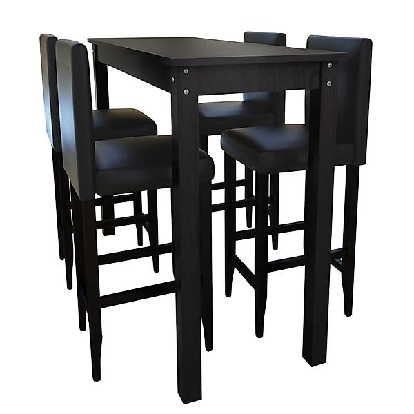 vidaXL Barset Bartisch mit 4 Barhockern Schwarz günstig online kaufen