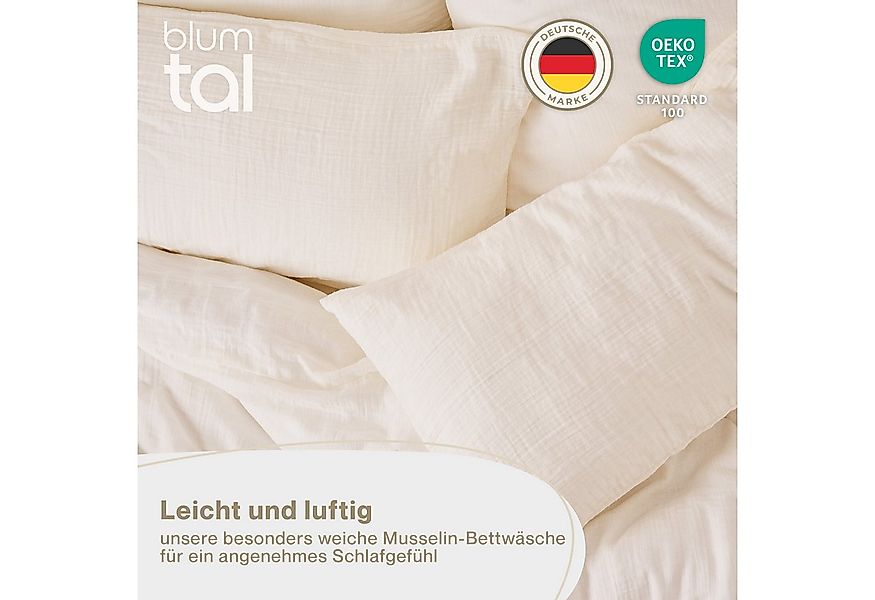 Blumtal Bettwäsche Musselin 100% Baumwolle im Set, Kopfkissenbezug & Decken günstig online kaufen