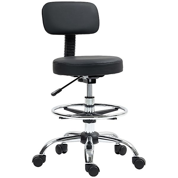 HOMCOM Bürostuhl Stahl Kunstleder Schwarz 52L x 52B x 78-92H cm günstig online kaufen
