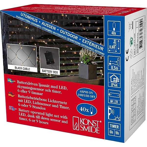 Konstsmide LED-Batterie-Lichternetz 40 Dioden Warmweiß günstig online kaufen