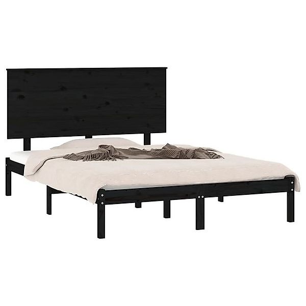 vidaXL Bett Massivholzbett Schwarz Kiefer 140x190 cm günstig online kaufen