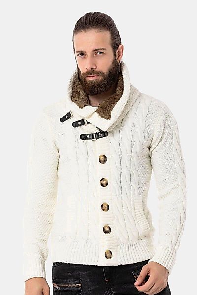 Cipo & Baxx Strickpullover "Pullover" 1 Stk. tlg. mit trendigem Schalkragen günstig online kaufen
